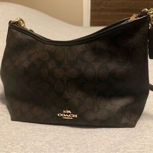 Coach Black and Brown Signature Shoulder Bag